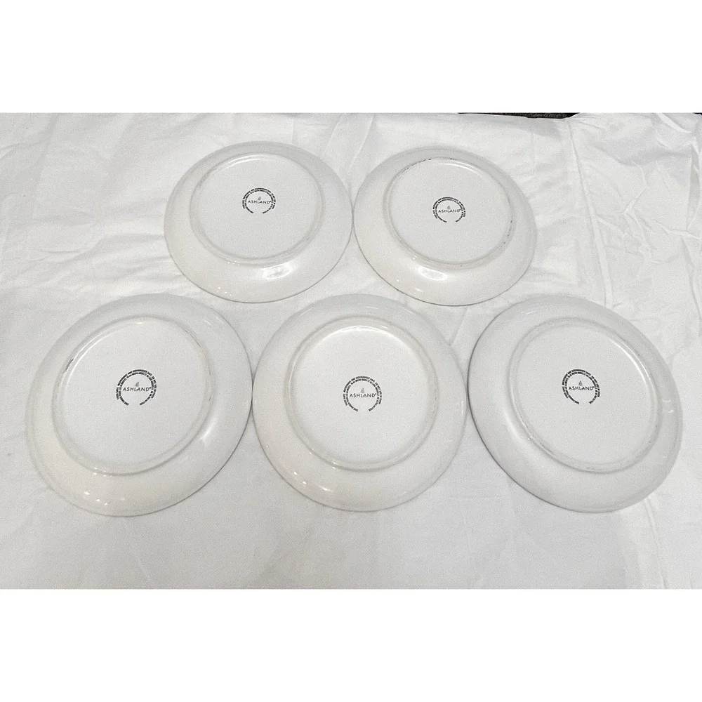Turkey Pheasant Plates Set of 5 Floral Thanksgiving Fall Bird Country Farm Cabin